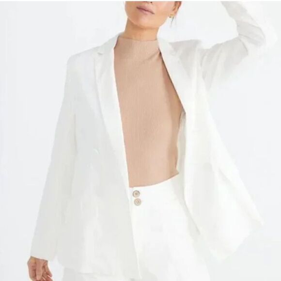 Brave + True | NWTs White Linen Blend Elevate Blazer Size XL - Picture 1 of 9